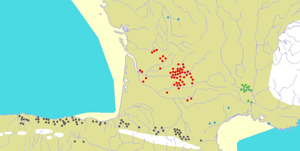 Carta de la region arqueologica Franco Cantabriana.